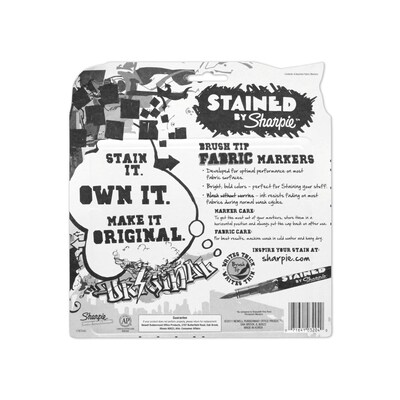 Sharpie Stained Fabric Permanent Markers, Brush Tip, Assorted, 8/Pack (1779005)