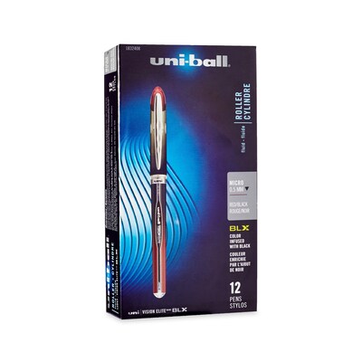 uni-ball® Vision Elite BLX Series Pens, 0.5 mm, Red/Black, 12/pk (1832408)