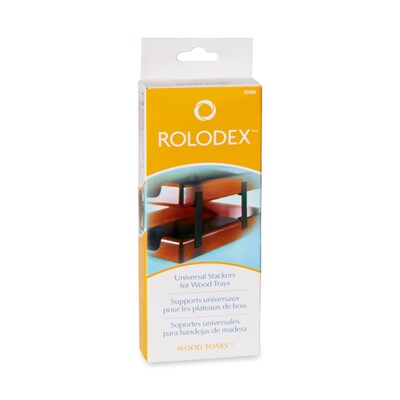 Rolodex Wood Tones Wood Stacking Supports for Letter/Legal Trays, Black, 4/Set (23386)