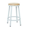 OSP Designs Backless Metal & Wood Barstool with Frame, White