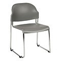 Work Smart Metal & Plastic Stacking Chair, Gray, 2/Pack