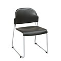 Office Star Plastic Armless Stacking Chair with Back, Black, 2/Ct