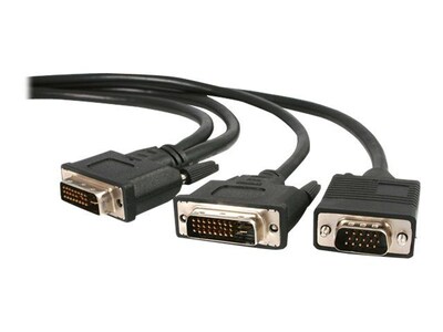 StarTech DVIVGAYMM6 6ft DVI-I Male to DVI-D Male and HD15 VGA Male Video Splitter Cable
