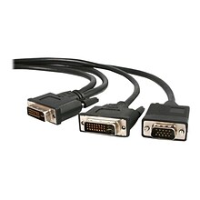 StarTech DVIVGAYMM6 6ft DVI-I Male to DVI-D Male and HD15 VGA Male Video Splitter Cable