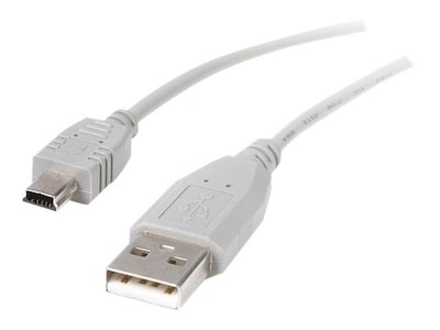 StarTech 3 USB 2.0 A to Mini USB B Male to Male Cable, Gray (USB2HABM3)