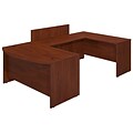 Bush Business Furniture Westfield Elite 60W Bow Front U Shaped Desk with Privacy Bridge, Hansen Cherry, Installed (SRE091HCFA)