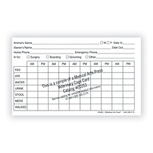 Medical Arts Press® Vet Cage Card, Provides a Record of Twice Daily Care, 3x5