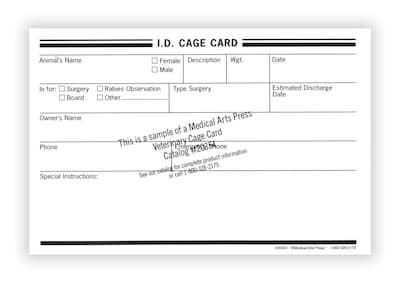 Medical Arts Press® Vet Cage Card, Track Post-surgical Care or Boarding, 4x6