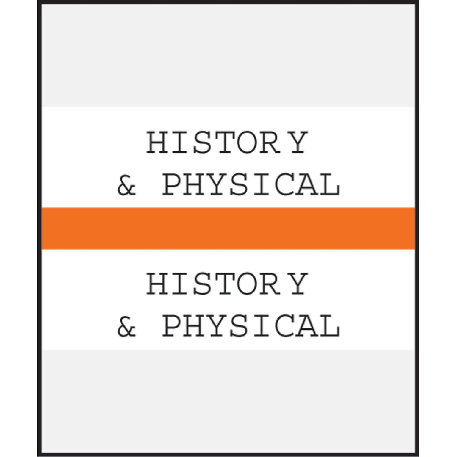 Medical Arts Press® Standard Preprinted Chart Divider Tabs; History & Physical, Orange