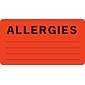 Allergy Warning Medical Labels, Allergies, Fluorescent Red, 1-3/4x3-1/4", 500