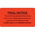 Medical Arts Press® Collection & Notice Collection Labels, Final Notice/Last Statement, Fl Red, 1-3/