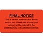 Medical Arts Press® Collection & Notice Collection Labels, Final Notice/Last Statement, Fl Red, 1-3/4x3-1/4", 500