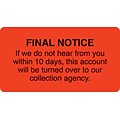 Medical Arts Press® Collection & Notice Collection Labels, Final Notice-10 days, Fl Red, 1-3/4x3-1/4