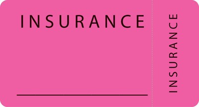 File Folder Insurance Labels, Insurance, Fluorescent Pink, 1-3/4x3-1/4, 500 Labels