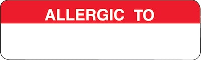 Medical Arts Press® Allergy Warning Medical Labels, Allergic To, Red and White, 3/4x2-1/2, 300 Labe