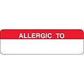 Medical Arts Press® Allergy Warning Medical Labels, Allergic To, Red and White, 3/4x2-1/2, 300 Labe