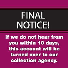 Medical Arts Press® Past Due Collection Pre-Printed Labels, Final Notice/10 Days, Red, 1-1/2x1-1/2,