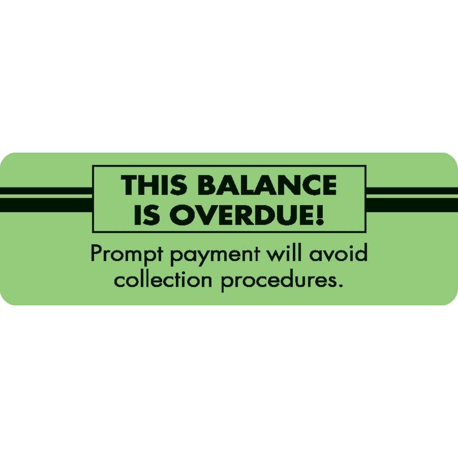 Medical Arts Press® Past Due Collection Labels, This Balance Is Overdue!, Fluorescent Green, 1x3, 500 Labels