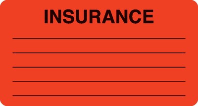 Medical Arts Press® Insurance Chart File Medical Labels, Insurance, Fluorescent Red, 1-3/4x3-1/4, 5