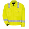 Red Kap  Mens Hi-Visibility Ike Jacket - Class 3 Level 2 X Striping Configuration RG x 40, Fluorescent Yellow & Green
