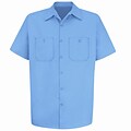 Red Kap Mens Wrinkle-Resistant Cotton Work Shirt SSL x XL, Light blue