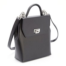 Royce Leather Black Leather GPS Tracking RFID Blocking Convertible Backpack Handbag (RFTR-233-BLK-2)