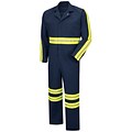 Red Kap Enhanced Visibility Action Back Coverall LN x 44, Navy with Yellow & Green Visibility Trim