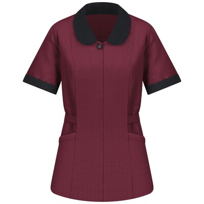 Red Kap Womens Microfiber Shawl Collar Tunic SS x S, Burgundy