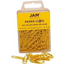 JAM Paper Small Paper Clips, Yellow, 3 Packs of 100 (2183756B)