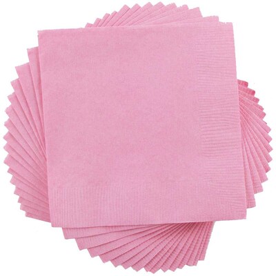 JAM Paper Beverage Napkin, 2-ply, Baby Pink, 50 Napkins/Pack (5255620713)