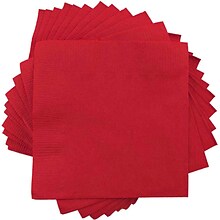 JAM Paper Small Beverage Napkins, 2-Ply, Red, 50 Napkins/Pack (5255620729)