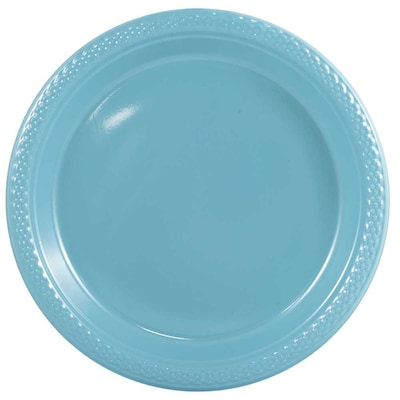 JAM Paper® Round Plastic Disposable Party Plates, Small, 7 Inch, Sea Blue, 20/Pack (7255320668)