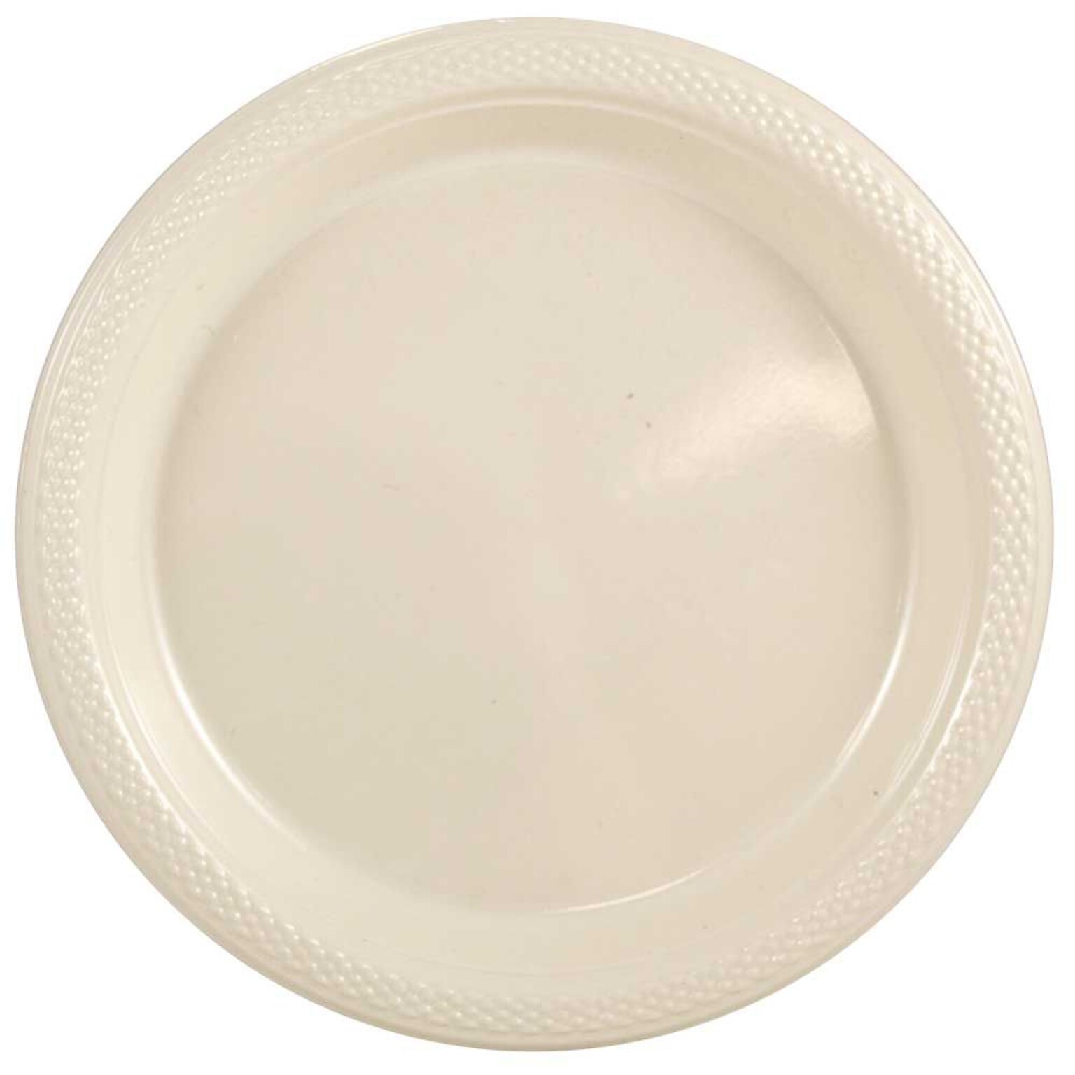 JAM Paper Round Plastic Disposable Party Plates, Ivory, 20/Pack (7255320682)