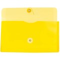 JAM Paper® #10 Plastic Envelopes with Button and String Tie Closure, 5 1/4 x 10, Yellow Poly, 12/pac