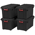 IRIS Weathertight Heavy Duty 87 Qt. Storage Tote, Black, 4/Pack (585750)