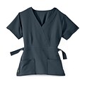 Park AVE™ Mock Wrap Ladies Scrub Top, Charcoal, Small