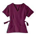 Medline Park ave Mock Wrap Ladies Scrub Top, Wine, XS