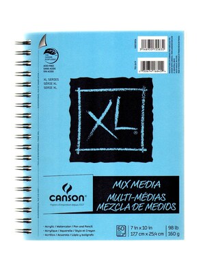 Canson XL 7 x 10 Wire Bound Mixed Media Sketch Pad, 60 Sheets/Pad, 3/Pack (97316-PK3)