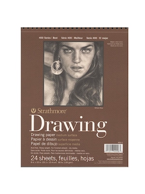 Strathmore 400 Series 8 x 10 Wire Bound Drawing Sketch Pad, 24 Sheets/Pad, 6/Pack (18489-PK6)