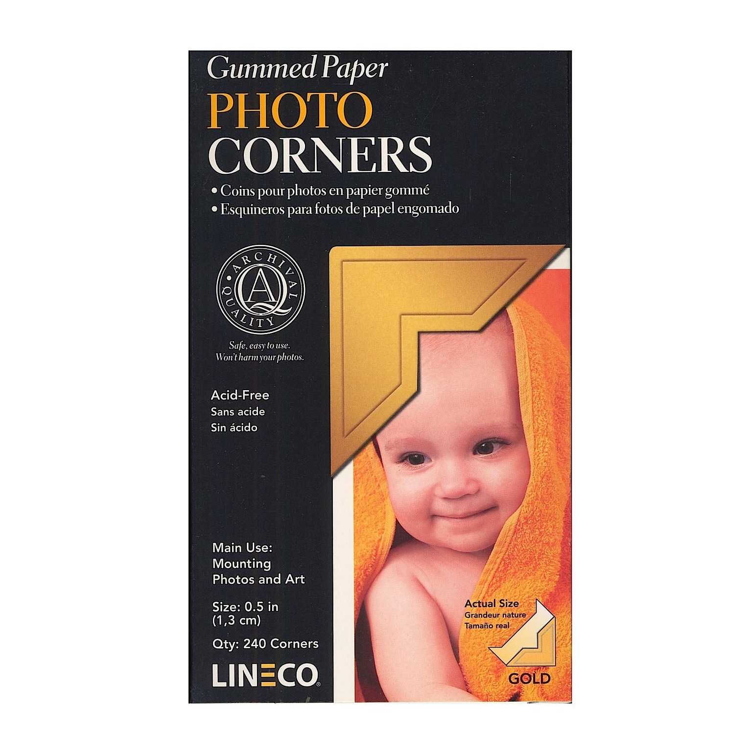 Lineco Infinity Paper Gold Photo Corners, Pack Of 252, 2/Pack (20649-Pk2)