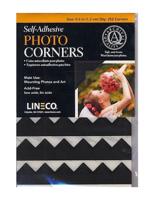 Lineco 32086-Pk2 Black Infinity Paper Photo Corners Pack Of 252, 2/Pack