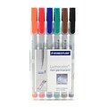Staedtler Lumocolor Non-Permanent Overhead Projection Markers assorted colors fine 0.6 mm set of 6