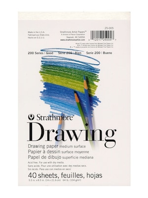 Strathmore 200 Series 5.5 x 8.5 Drawing Sketch Pad, 40 Sheets/Pad, 9/Pack (39074-PK9)