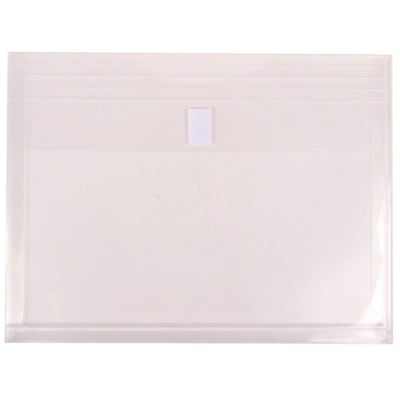 JAM Paper® Plastic Envelopes with Hook & Loop Closure, 9.75 x 13 with 1 Inch Expansion, Clear, 12/Pa
