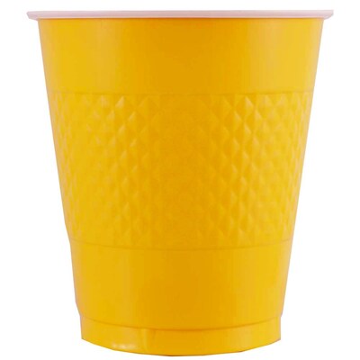 JAM Paper® Plastic Party Cups, 12 oz, Yellow, 20 Glasses/Pack (255523919)