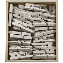 JAM Paper® Wood Clip Clothespins, Small 7/8 Inch, White Clothes Pins, 50/Pack (2230717360)