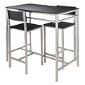 Winsome Hanley Table with Two 26 High Back Stools, Black (93336)