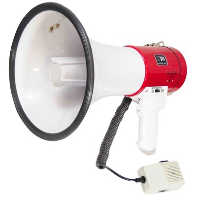 Pyle pmp58u Professional Piezo Dynamic Megaphone with USB Function, White/Red