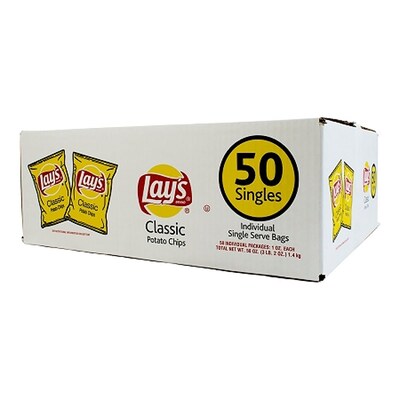 Lays Classic Potato Chips, 1 oz., 50 Bags/Pack (220-00480)