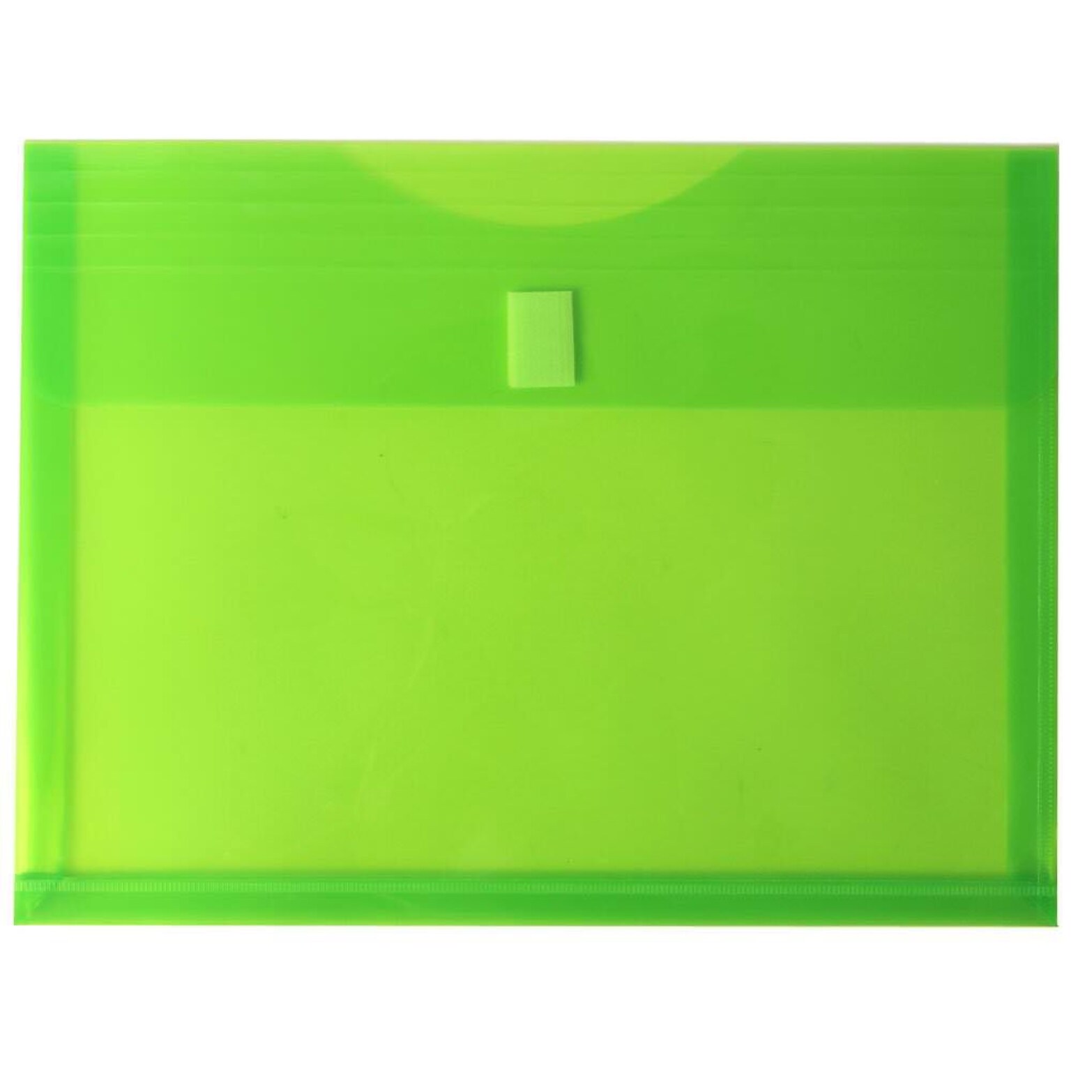 JAM Paper® Plastic Envelopes with Hook & Loop Closure, 1 Exp, Letter Booklet, 9.75 x 13, Lime Green Poly, 12/pack (218V1LI)